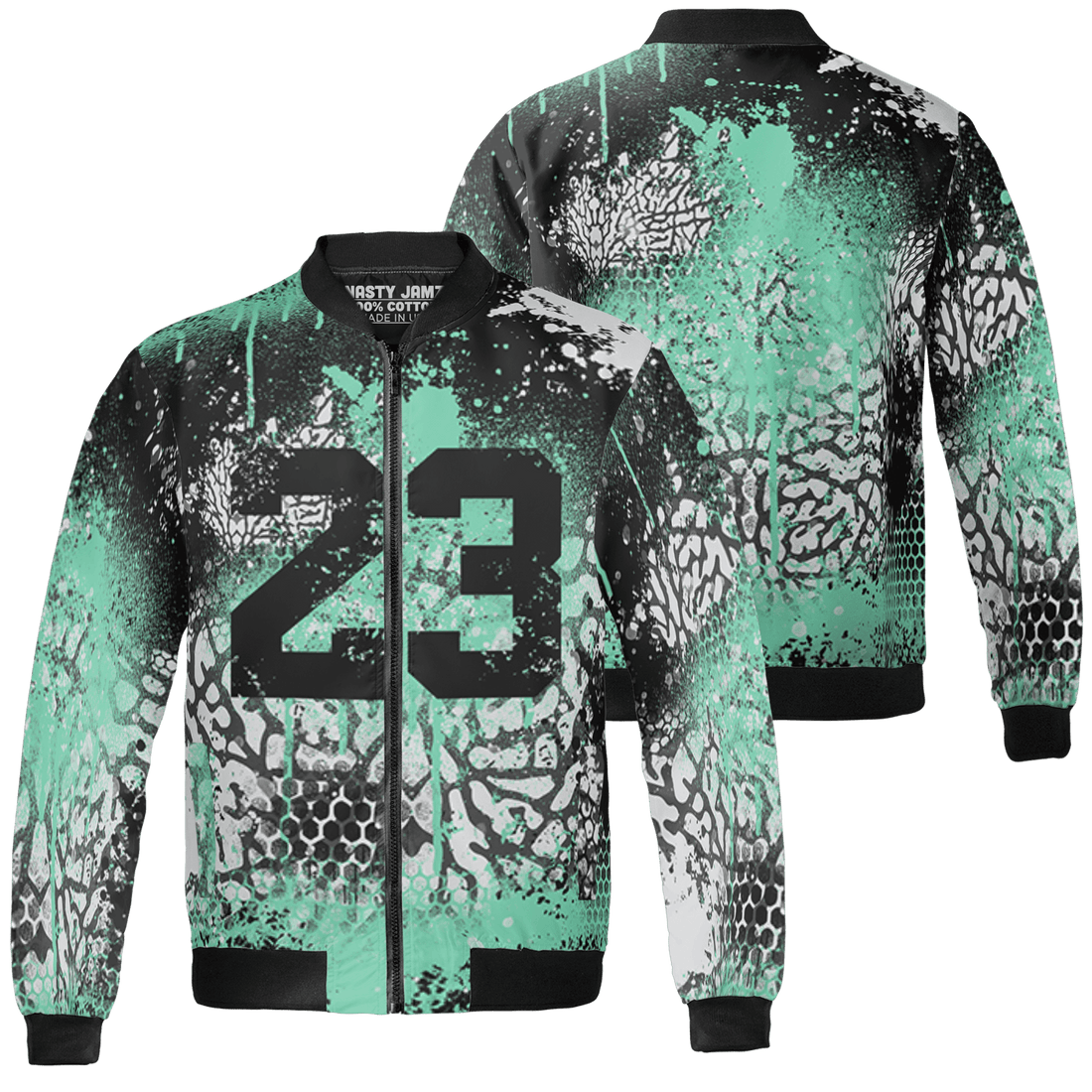 Green Glow 3s Jacket Match 23 Painted Graffiti 3D All-Over Print - NastyJamz