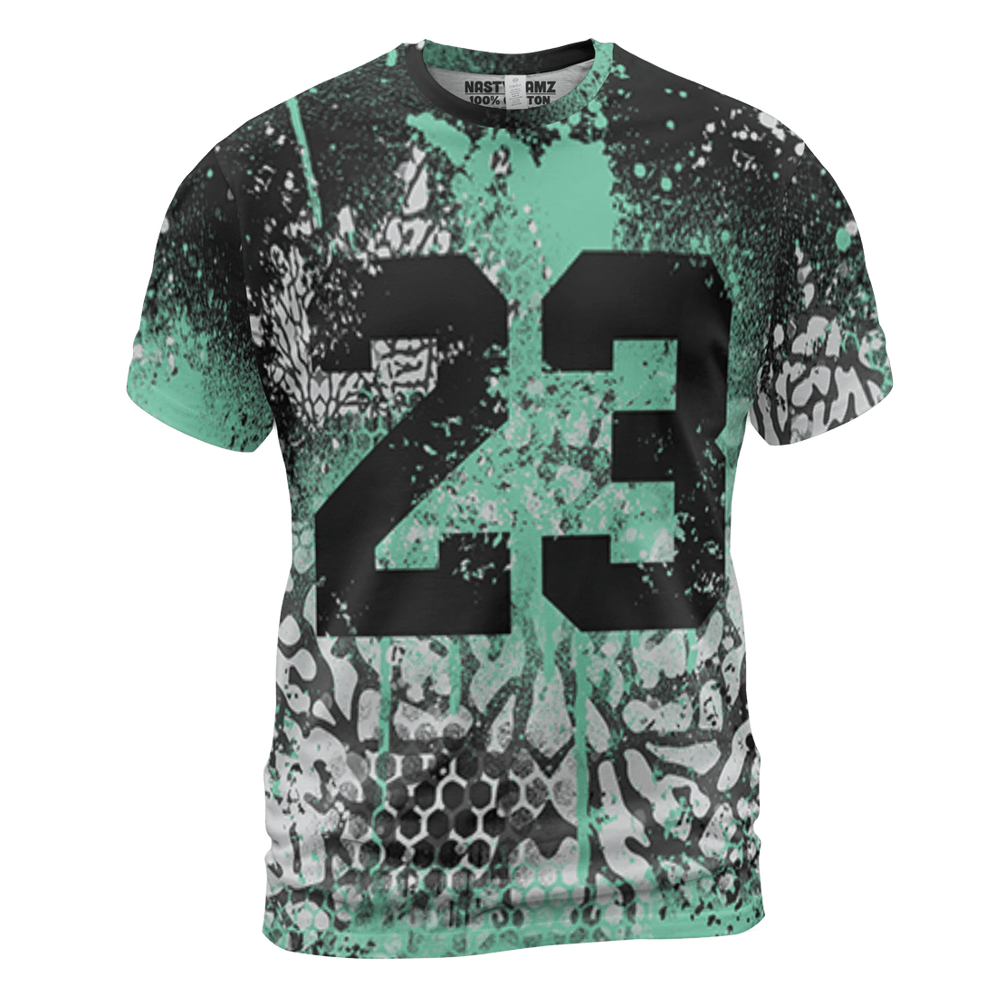 Green Glow 3s T Shirt Match 23 Painted Graffiti 3D All-Over Print - NastyJamz