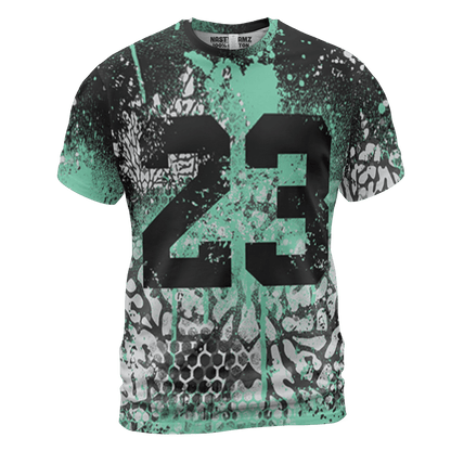 Green Glow 3s T Shirt Match 23 Painted Graffiti 3D All-Over Print - NastyJamz