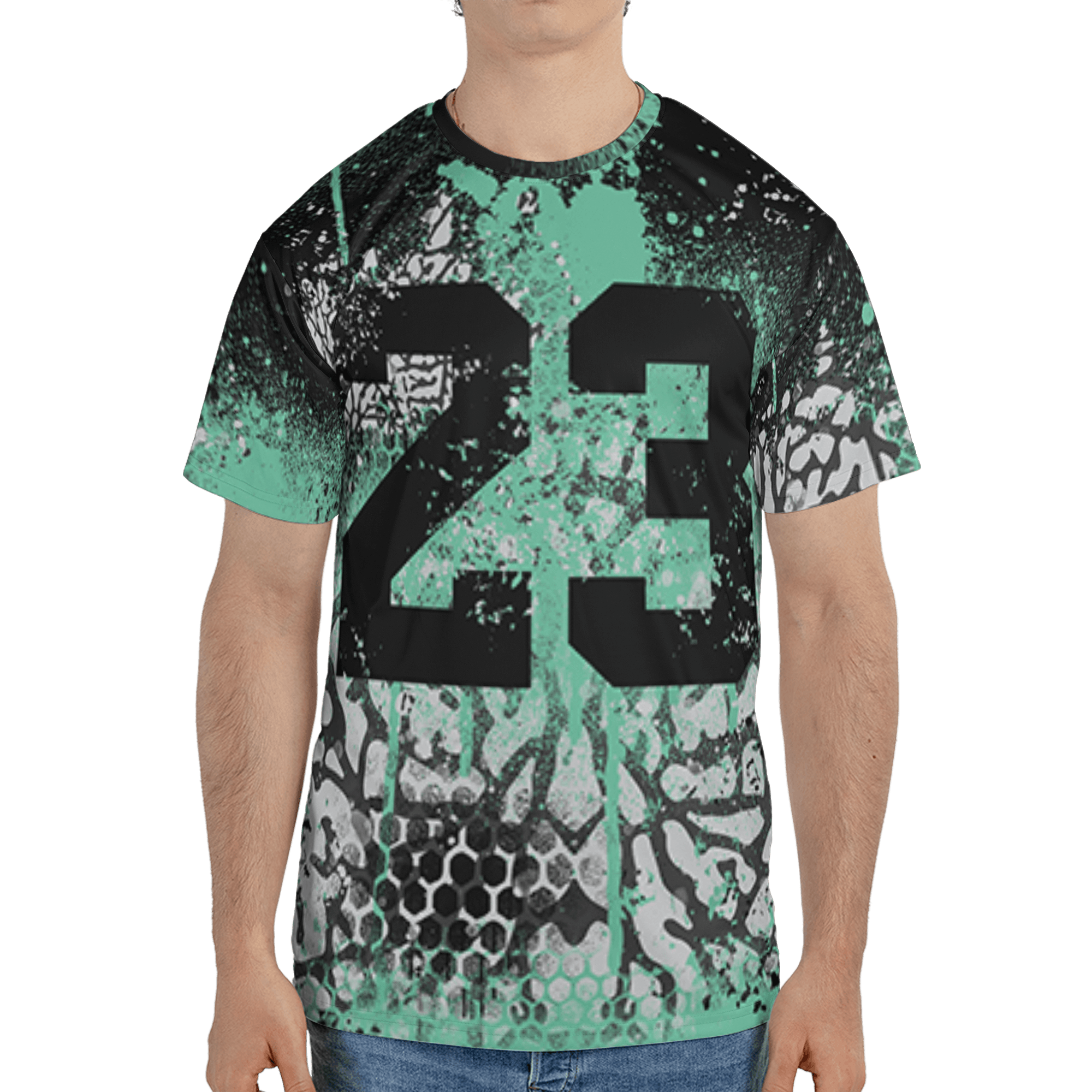 Green Glow 3s T Shirt Match 23 Painted Graffiti 3D All-Over Print - NastyJamz