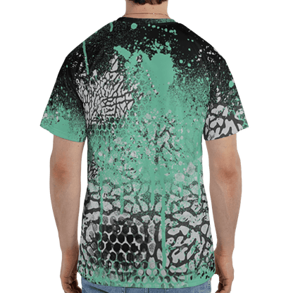 Green Glow 3s T Shirt Match 23 Painted Graffiti 3D All-Over Print - NastyJamz