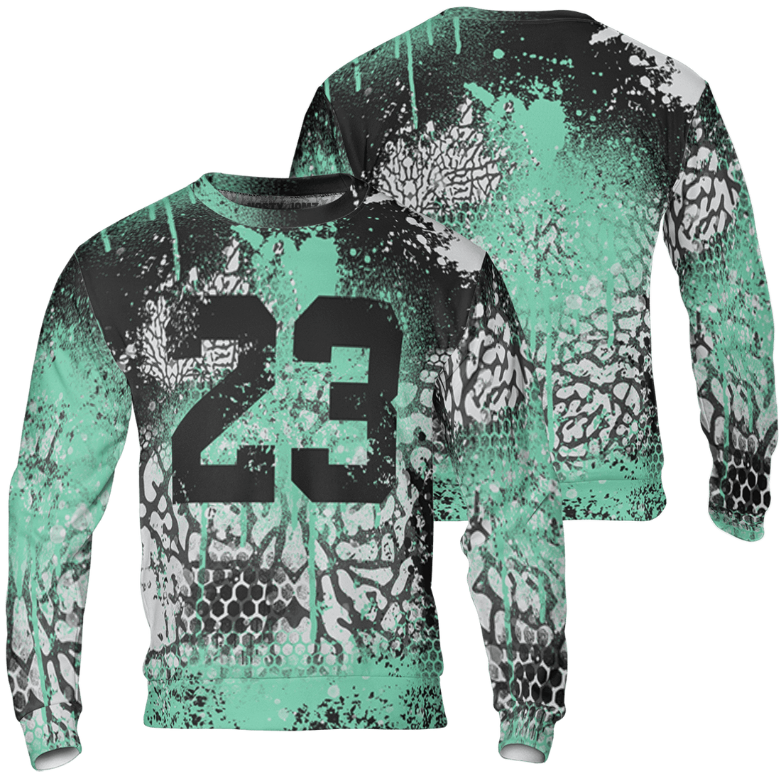 Green Glow 3s Sweatshirt Match 23 Painted Graffiti 3D All-Over Print - NastyJamz