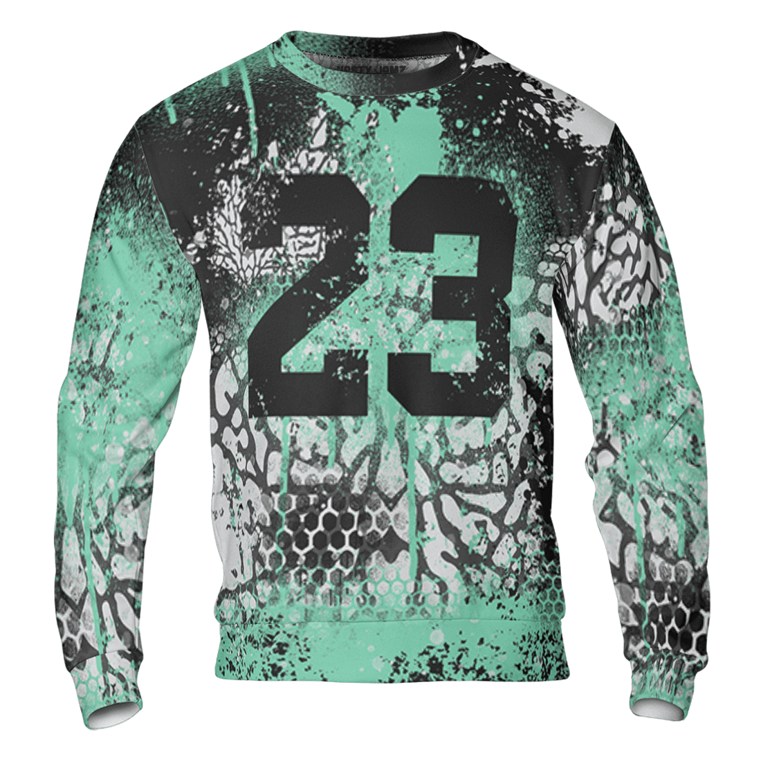 Green Glow 3s Sweatshirt Match 23 Painted Graffiti 3D All-Over Print - NastyJamz