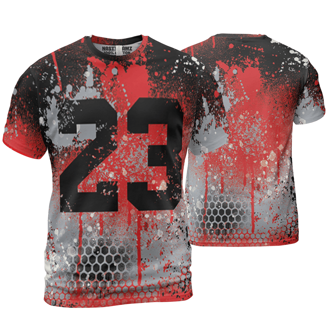 Bred Reimagined 4s T Shirt Match 23 Painted Graffiti 3D All-Over Print - NastyJamz
