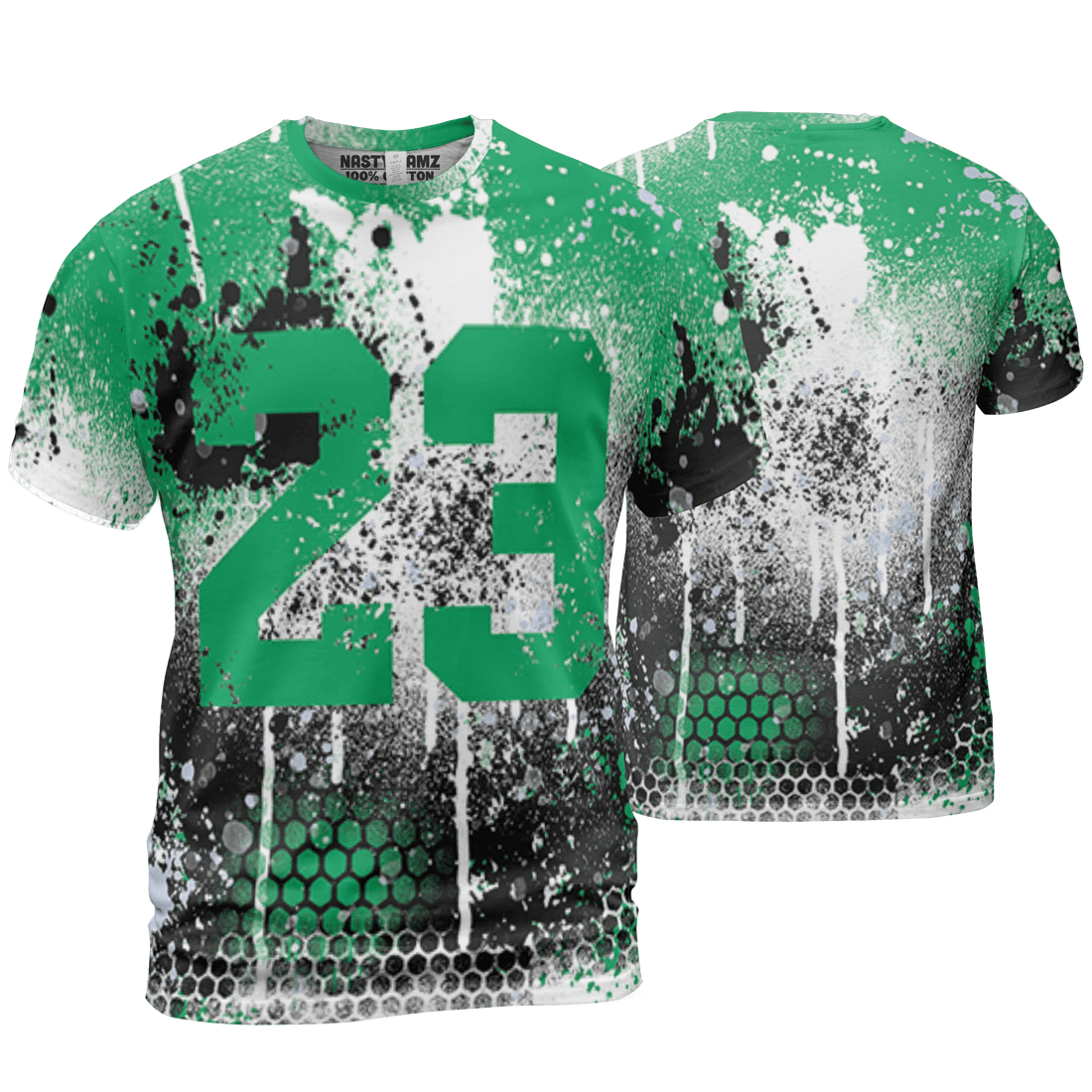 Lucky Green 5s T Shirt Match 23 Painted Graffiti 3D All-Over Print - NastyJamz