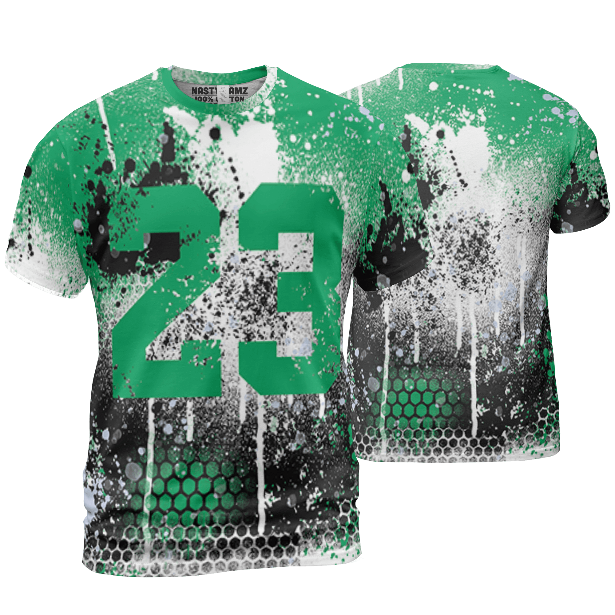 Lucky Green 5s T Shirt Match 23 Painted Graffiti 3D All-Over Print - NastyJamz