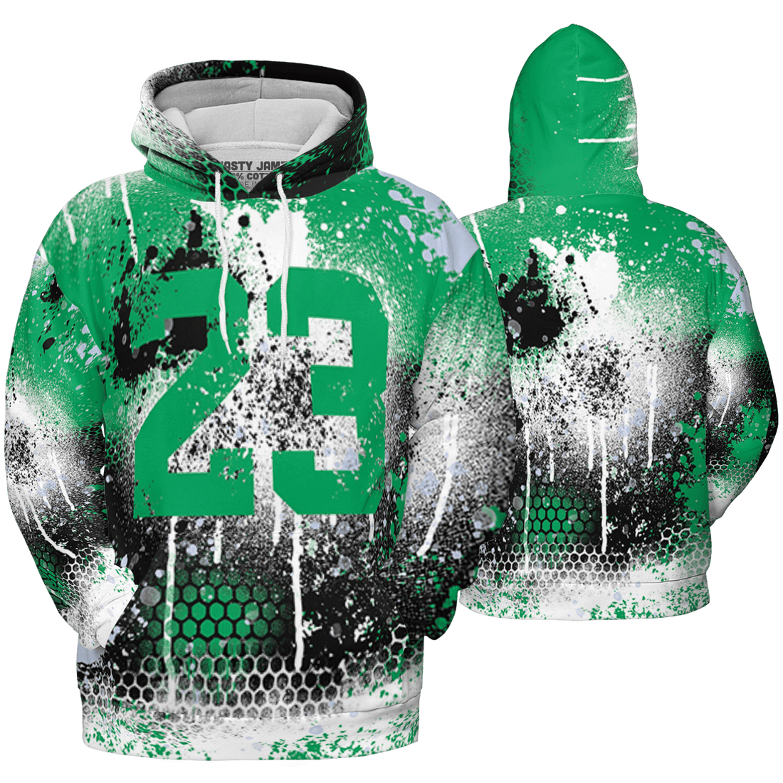 Lucky Green 5s Hoodie Match 23 Painted Graffiti 3D All-Over Print - NastyJamz