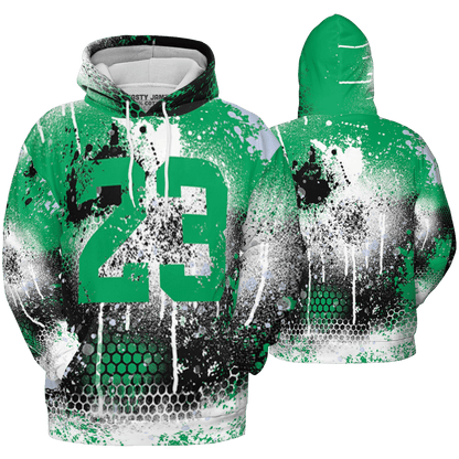 Lucky Green 5s Hoodie Match 23 Painted Graffiti 3D All-Over Print - NastyJamz