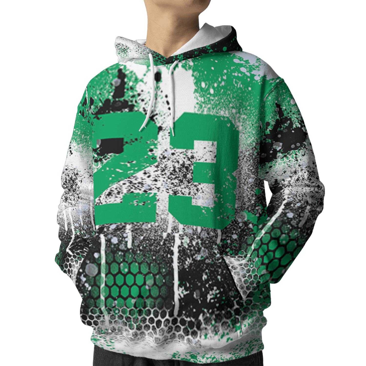 Lucky Green 5s Hoodie Match 23 Painted Graffiti 3D All-Over Print - NastyJamz