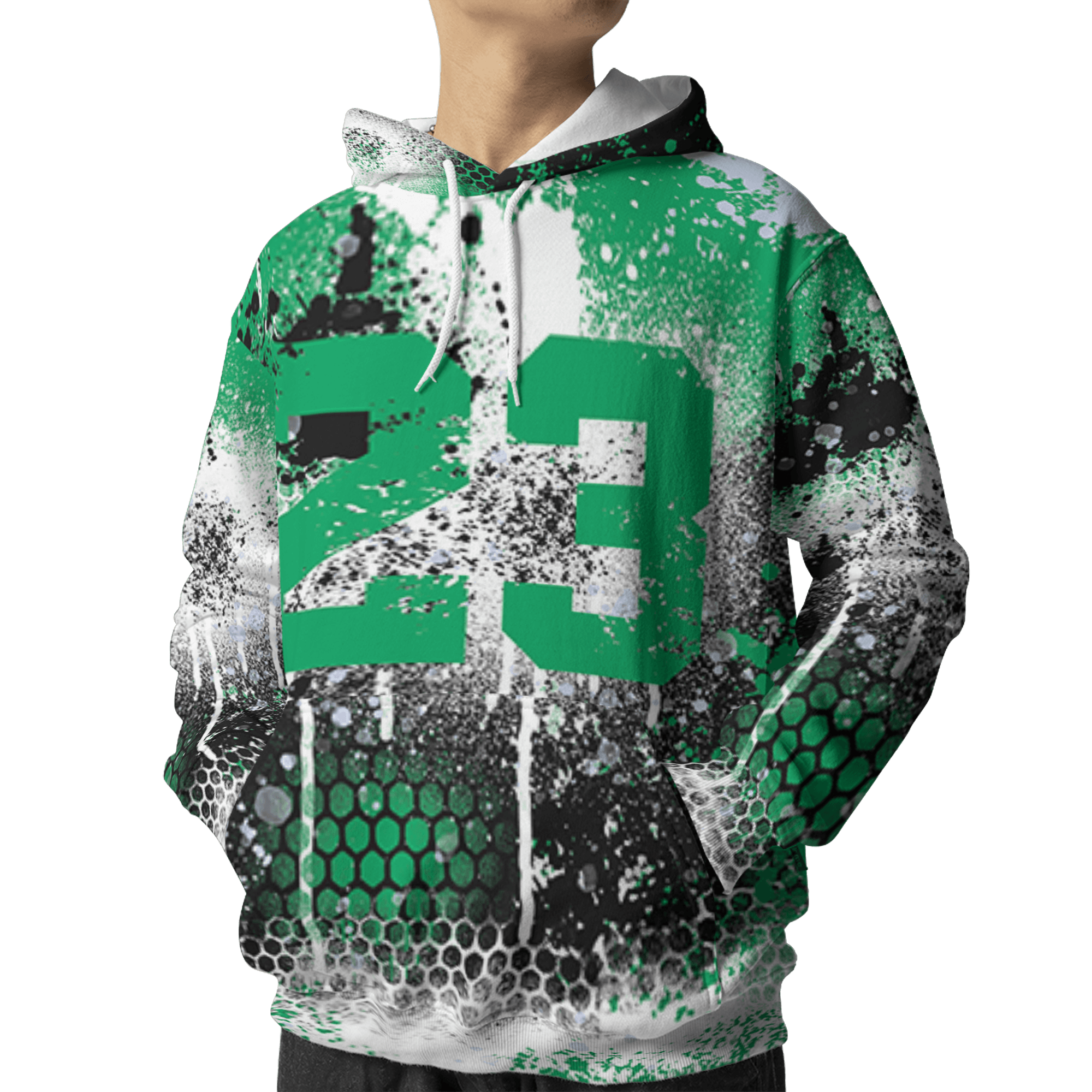 Lucky Green 5s Hoodie Match 23 Painted Graffiti 3D All-Over Print - NastyJamz