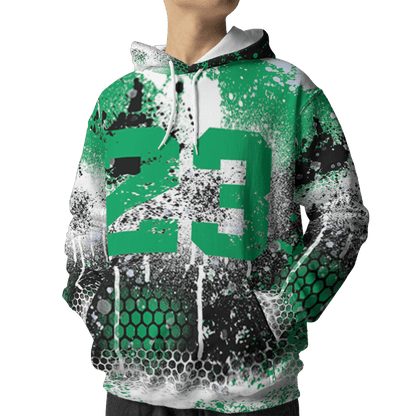 Lucky Green 5s Hoodie Match 23 Painted Graffiti 3D All-Over Print - NastyJamz
