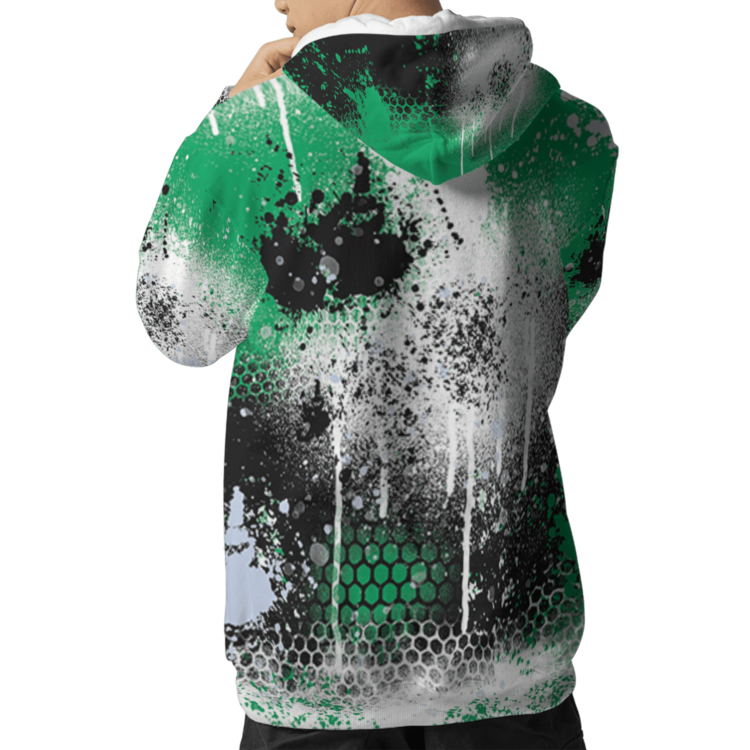 Lucky Green 5s Hoodie Match 23 Painted Graffiti 3D All-Over Print - NastyJamz