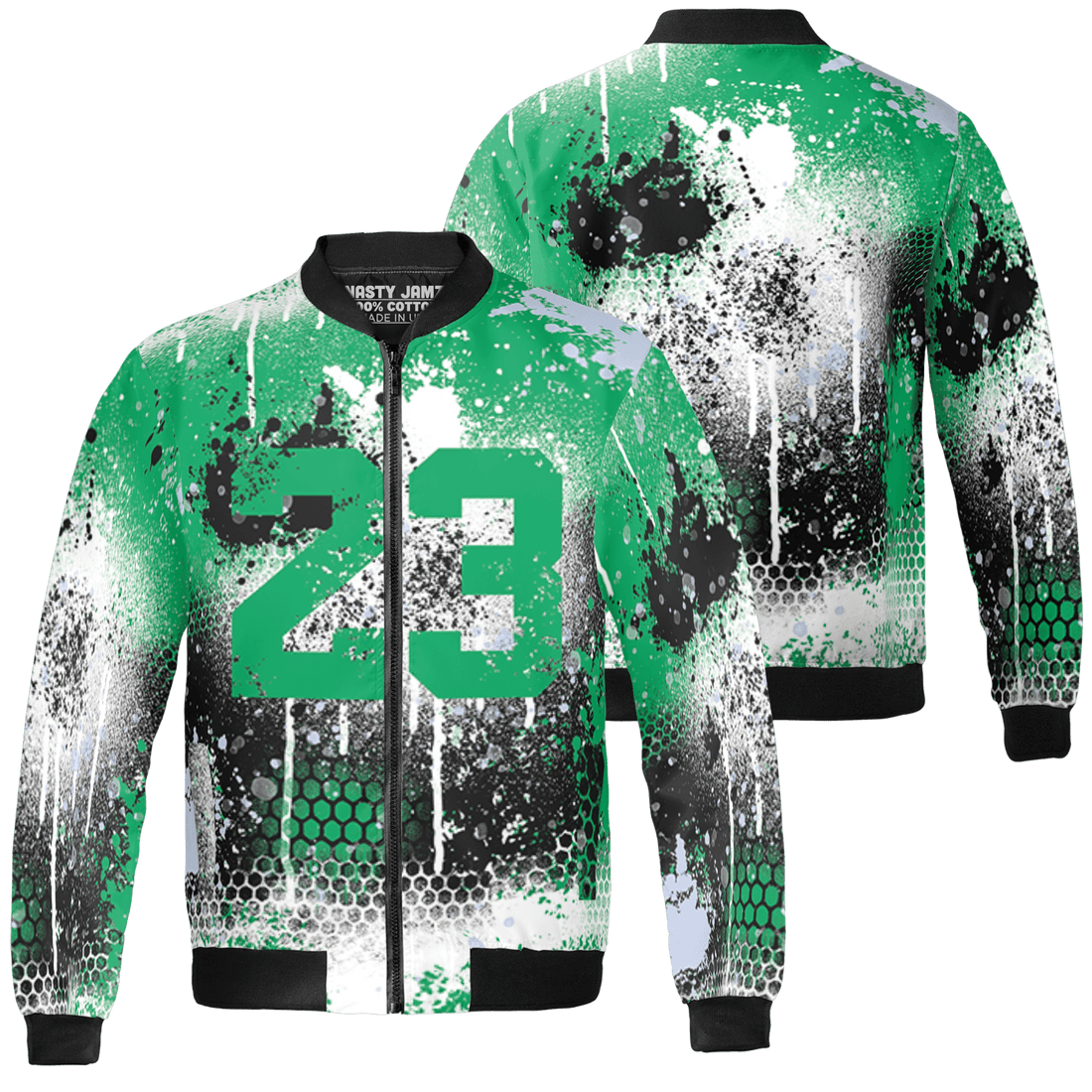 Lucky Green 5s Jacket Match 23 Painted Graffiti 3D All-Over Print - NastyJamz