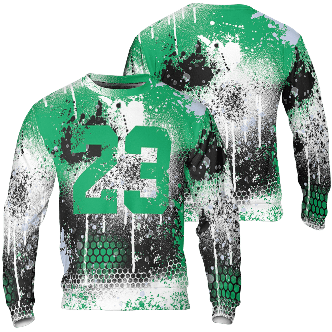 Lucky Green 5s Sweatshirt Match 23 Painted Graffiti 3D All-Over Print - NastyJamz