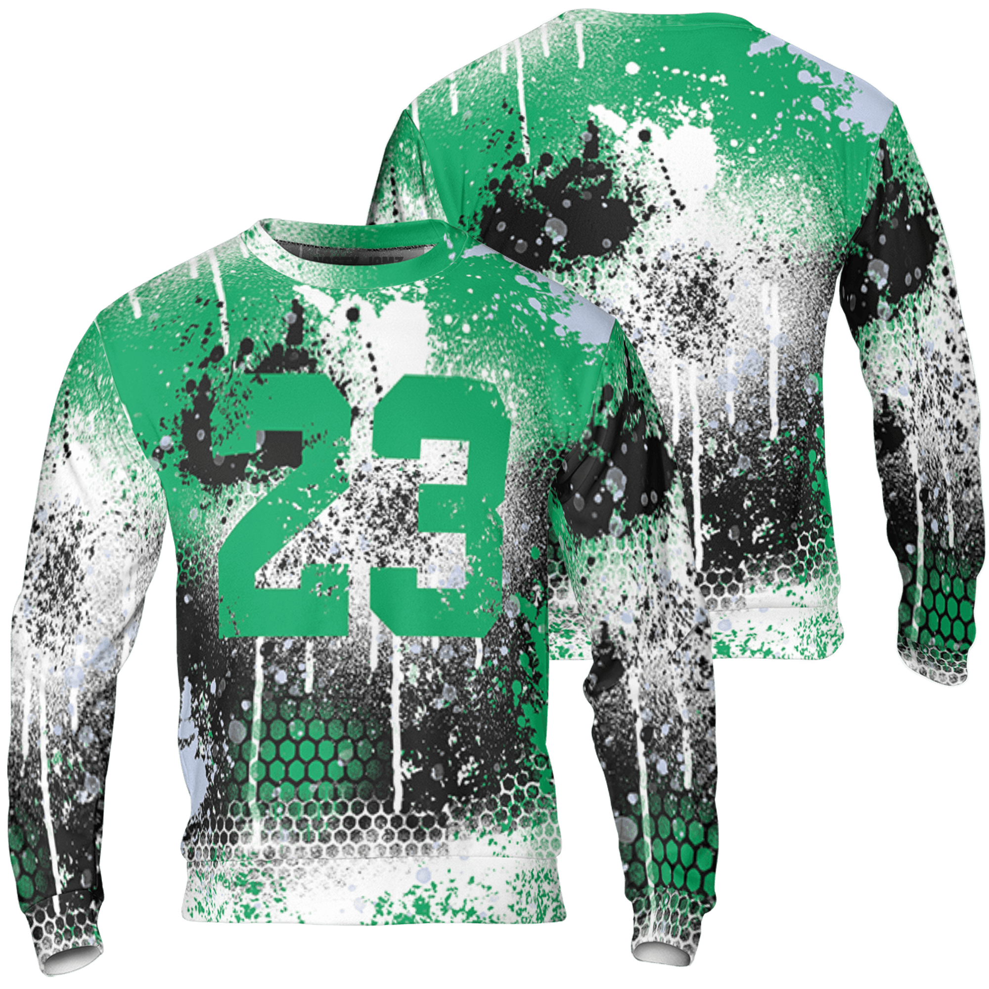 Lucky Green 5s Sweatshirt Match 23 Painted Graffiti 3D All-Over Print - NastyJamz