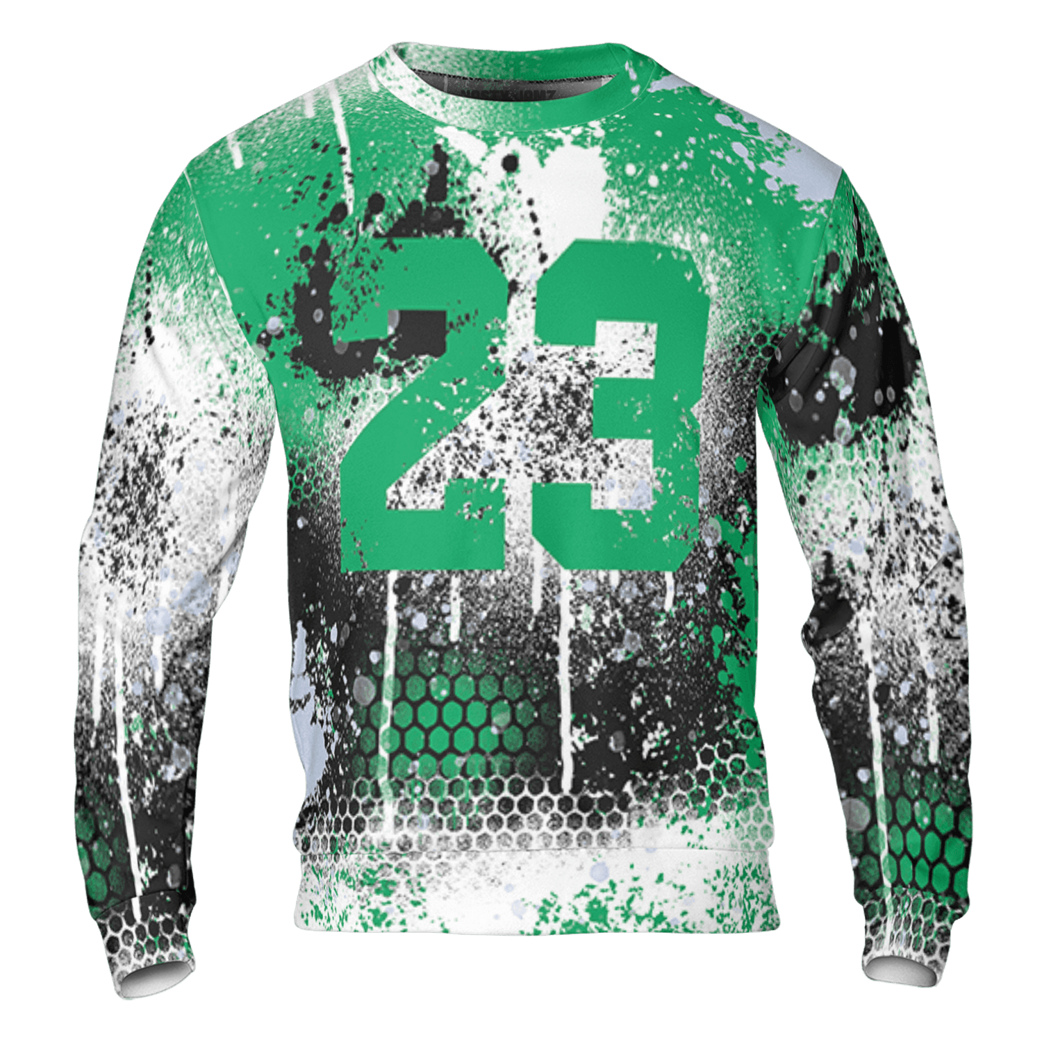 Lucky Green 5s Sweatshirt Match 23 Painted Graffiti 3D All-Over Print - NastyJamz