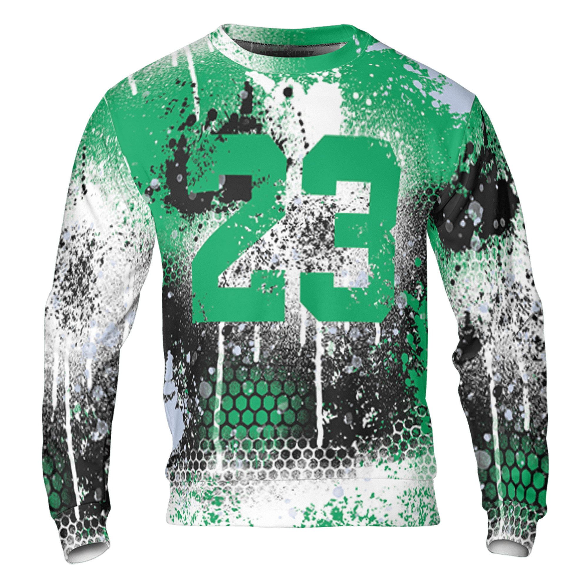 Lucky Green 5s Sweatshirt Match 23 Painted Graffiti 3D All-Over Print - NastyJamz
