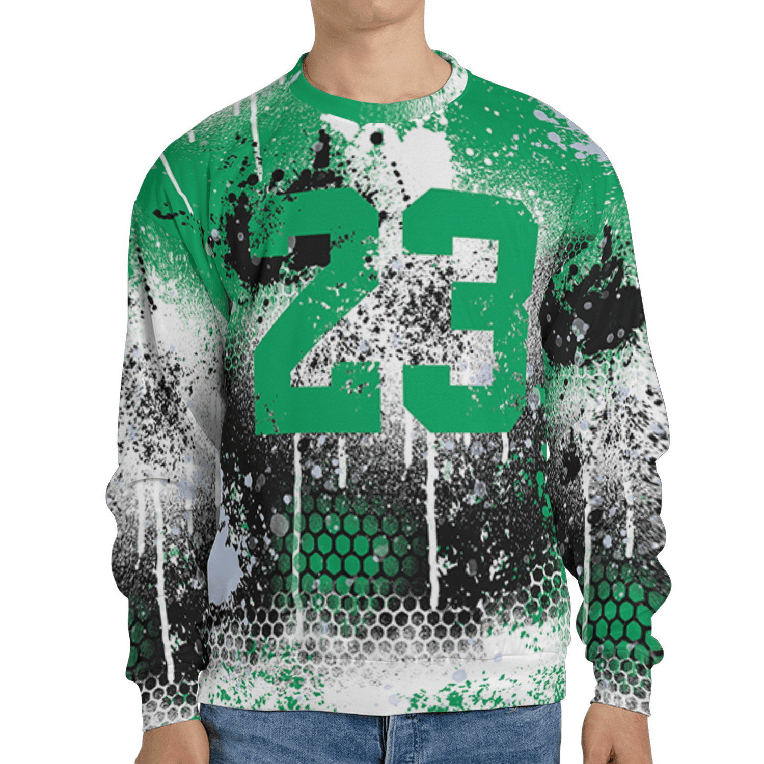 Lucky Green 5s Sweatshirt Match 23 Painted Graffiti 3D All-Over Print - NastyJamz
