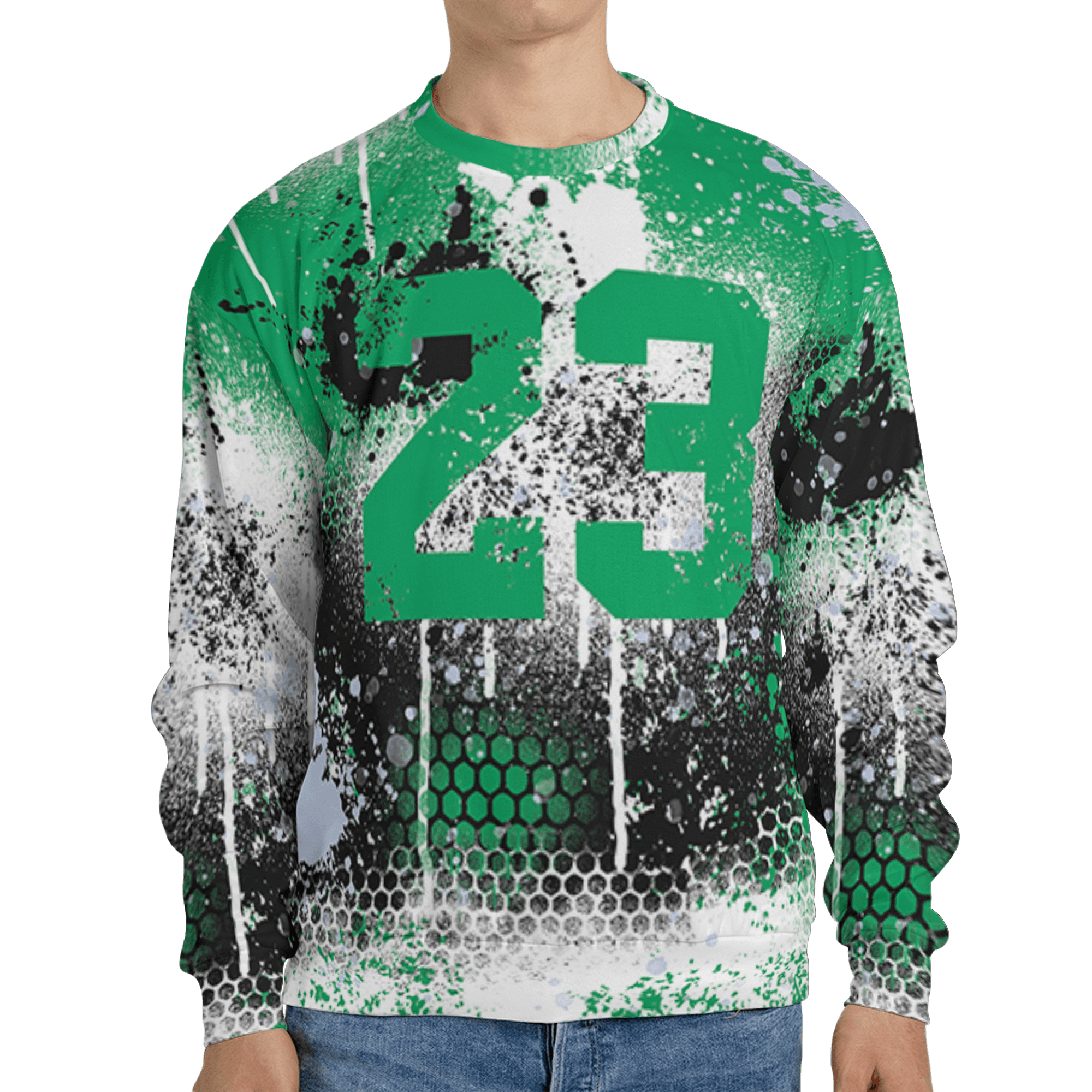 Lucky Green 5s Sweatshirt Match 23 Painted Graffiti 3D All-Over Print - NastyJamz