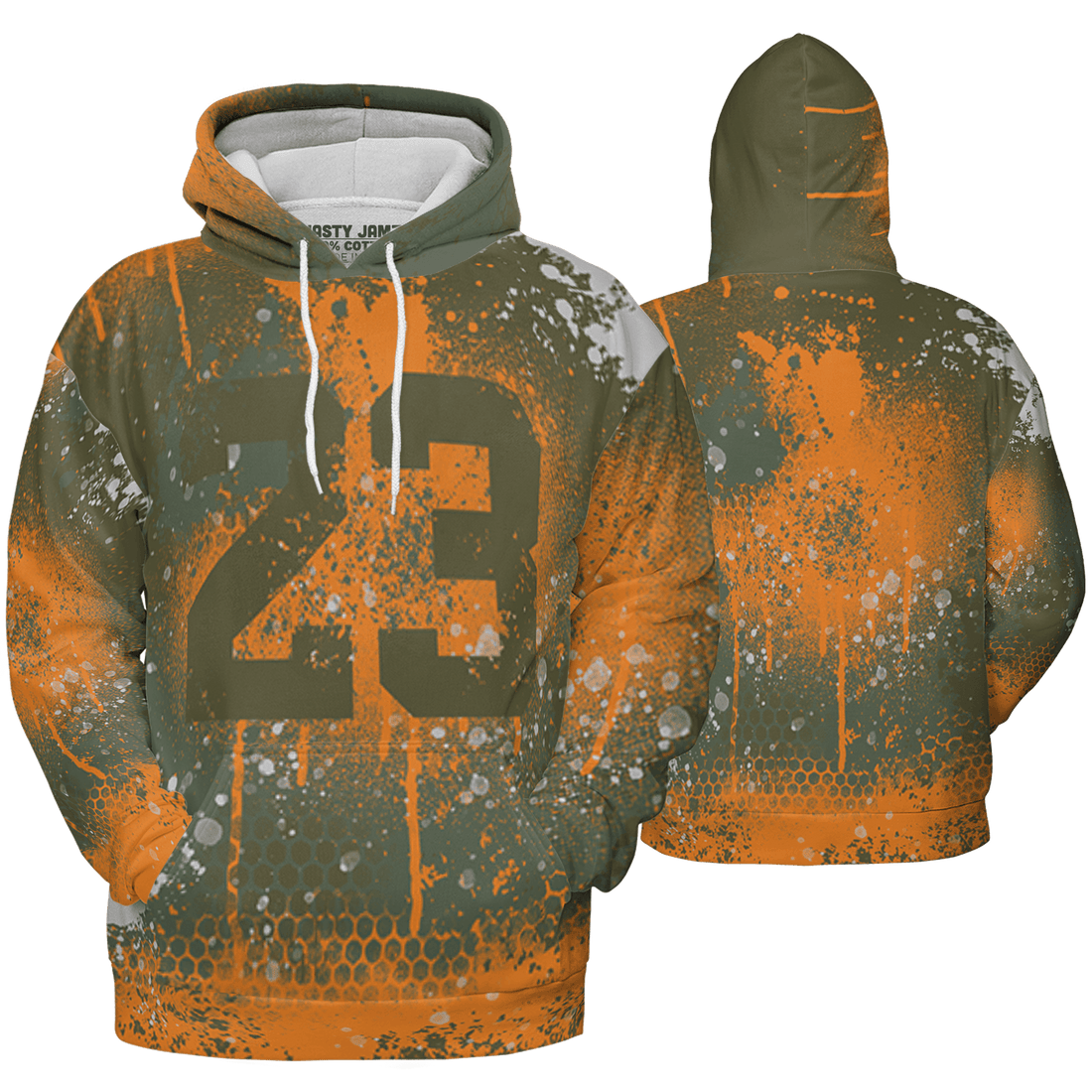 Olive 5s Hoodie Match 23 Painted Graffiti 3D All-Over Print - NastyJamz