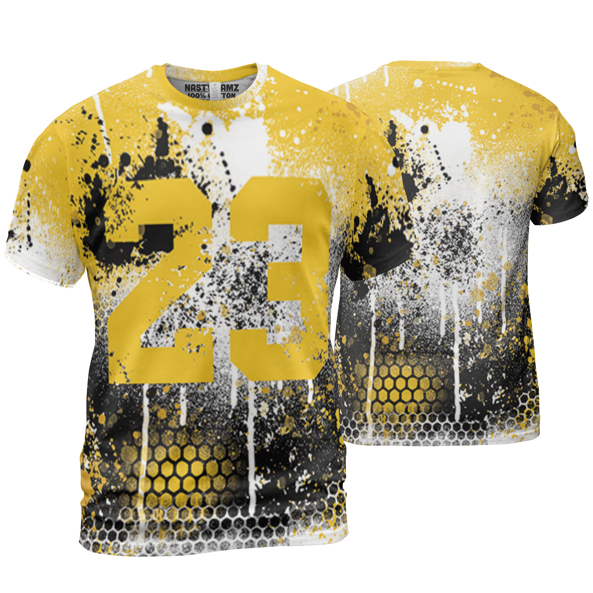 Yellow Ochre 6s T Shirt Match 23 Painted Graffiti 3D All-Over Print - NastyJamz