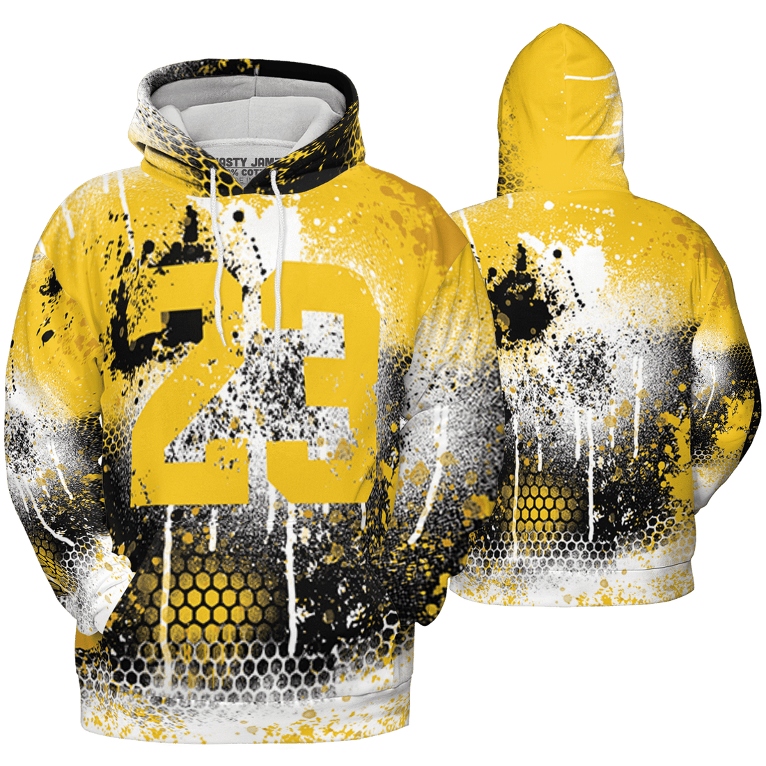 Yellow Ochre 6s Hoodie Match 23 Painted Graffiti 3D All-Over Print - NastyJamz