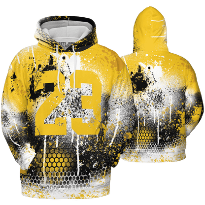 Yellow Ochre 6s Hoodie Match 23 Painted Graffiti 3D All-Over Print - NastyJamz