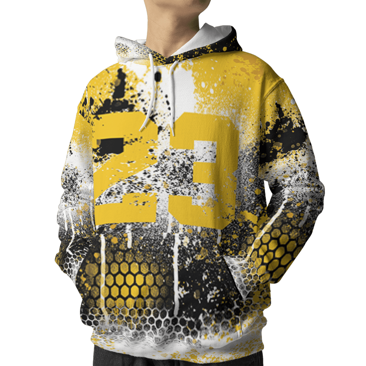 Yellow Ochre 6s Hoodie Match 23 Painted Graffiti 3D All-Over Print - NastyJamz