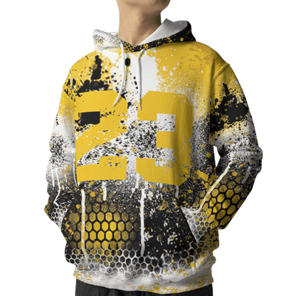 Yellow Ochre 6s Hoodie Match 23 Painted Graffiti 3D All-Over Print - NastyJamz