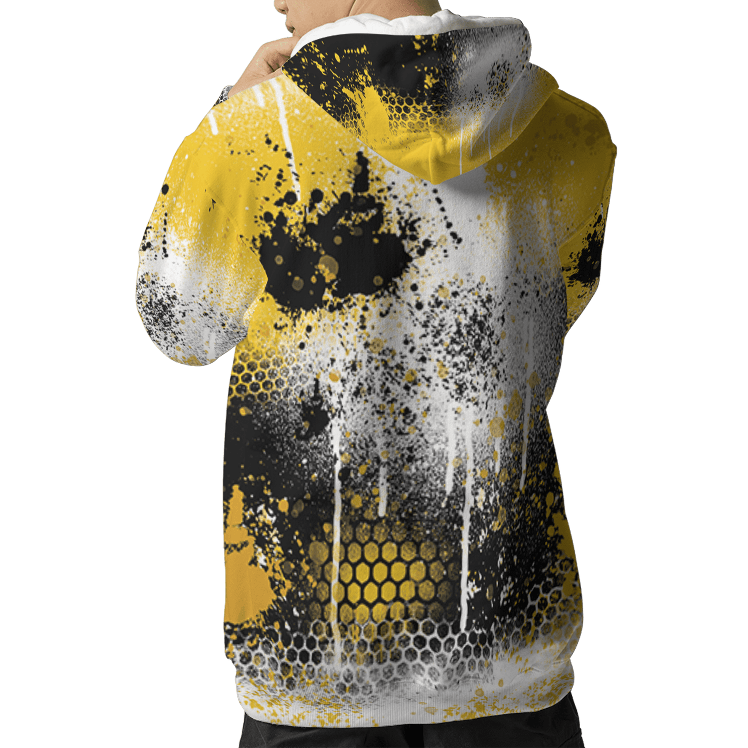 Yellow Ochre 6s Hoodie Match 23 Painted Graffiti 3D All-Over Print - NastyJamz