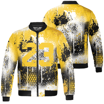 Yellow Ochre 6s Jacket Match 23 Painted Graffiti 3D All-Over Print - NastyJamz