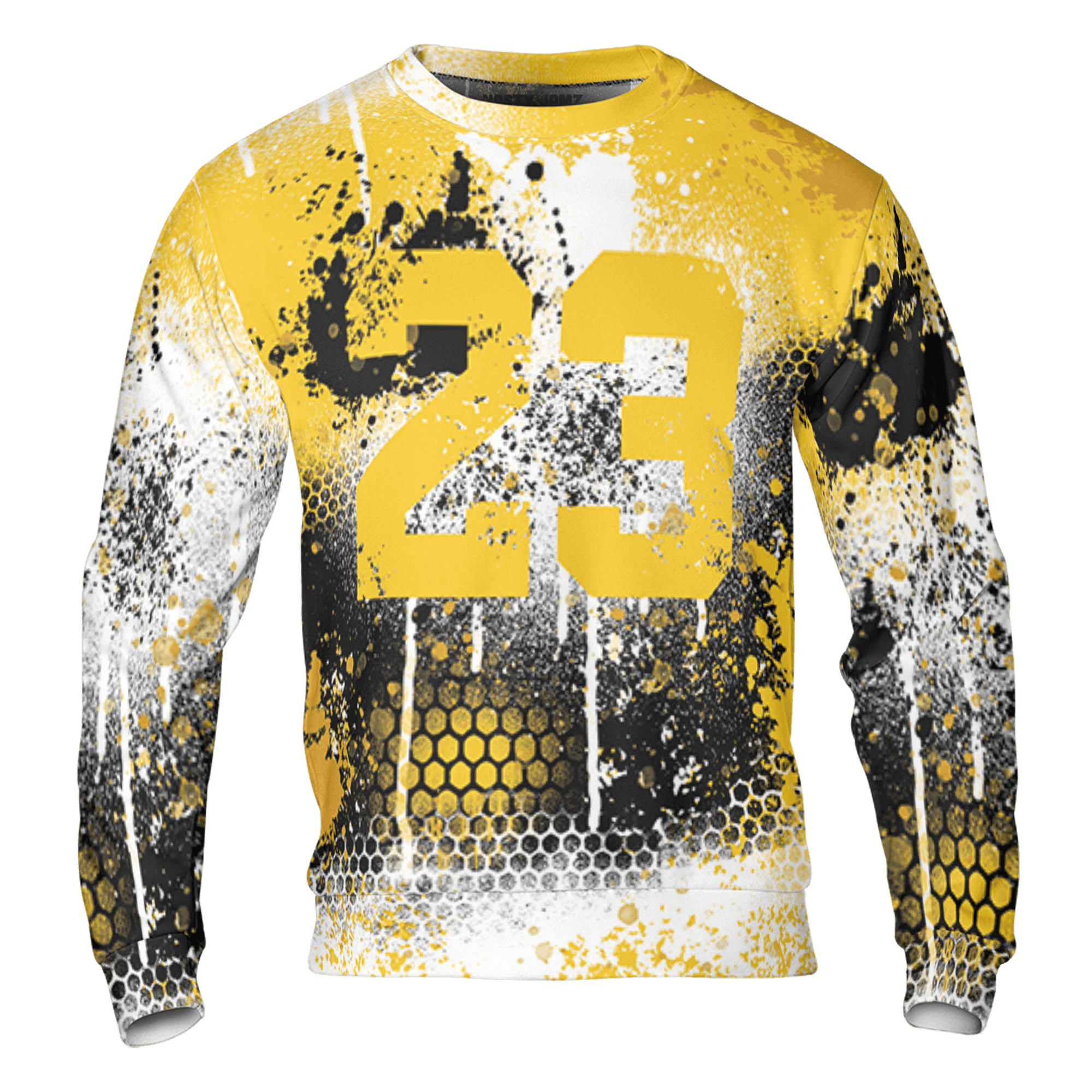 Yellow Ochre 6s Sweatshirt Match 23 Painted Graffiti 3D All-Over Print - NastyJamz