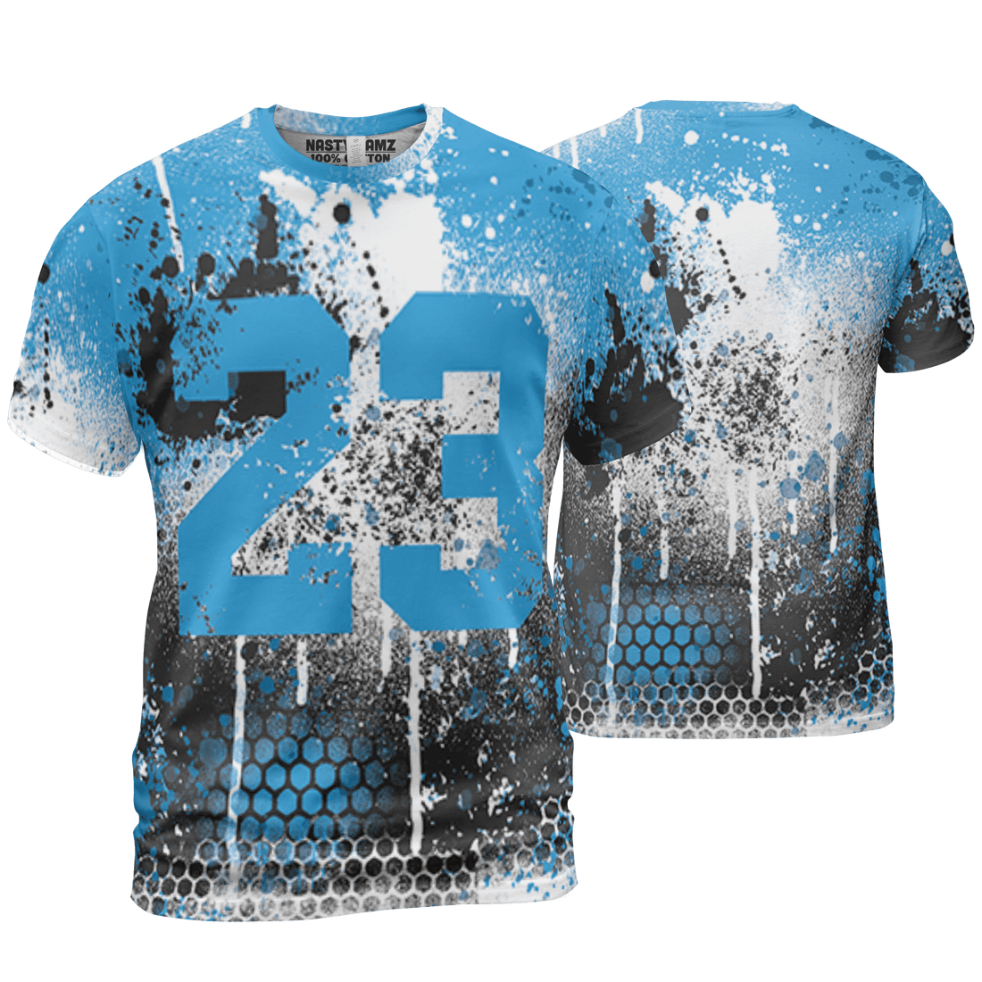Powder Blue 9s T Shirt Match 23 Painted Graffiti 3D All-Over Print - NastyJamz