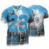 Powder Blue 9s T Shirt Match 23 Painted Graffiti 3D All-Over Print - NastyJamz