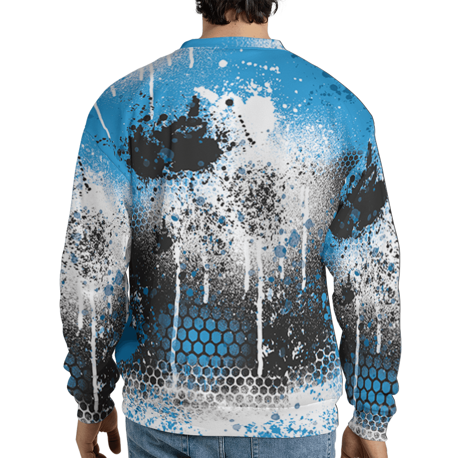 Powder Blue 9s Sweatshirt Match 23 Painted Graffiti 3D All-Over Print - NastyJamz