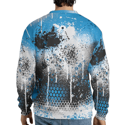 Powder Blue 9s Sweatshirt Match 23 Painted Graffiti 3D All-Over Print - NastyJamz