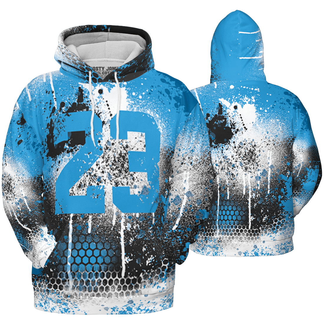 Powder Blue 9s Hoodie Match 23 Painted Graffiti 3D All-Over Print - NastyJamz