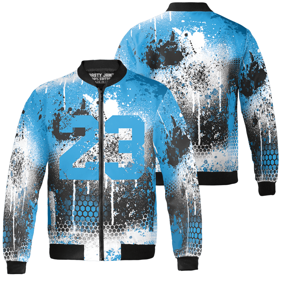Powder Blue 9s Jacket Match 23 Painted Graffiti 3D All-Over Print - NastyJamz