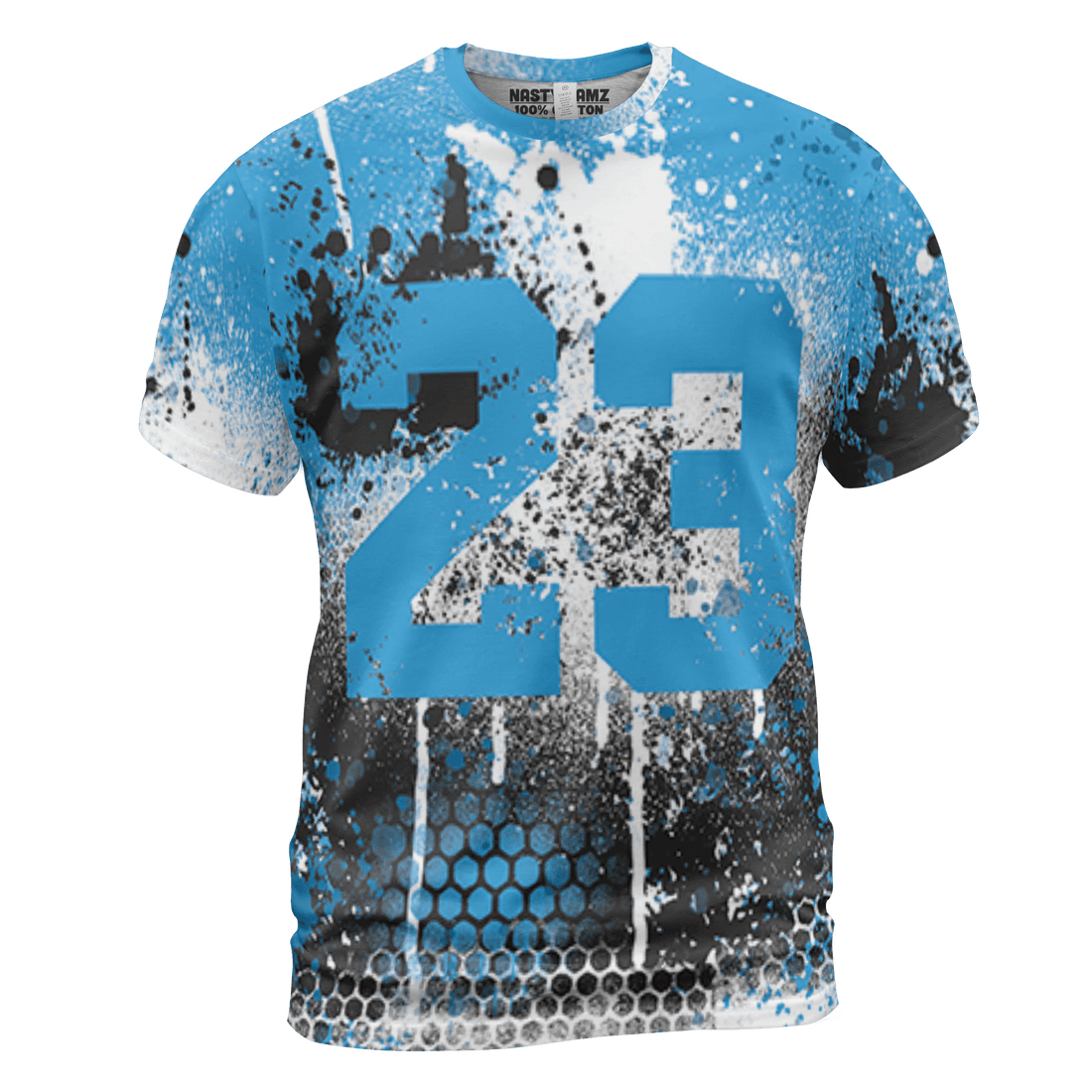 Powder Blue 9s T Shirt Match 23 Painted Graffiti 3D All-Over Print - NastyJamz