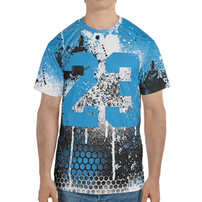 Powder Blue 9s T Shirt Match 23 Painted Graffiti 3D All-Over Print - NastyJamz