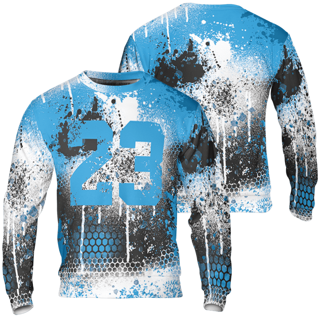 Powder Blue 9s Sweatshirt Match 23 Painted Graffiti 3D All-Over Print - NastyJamz