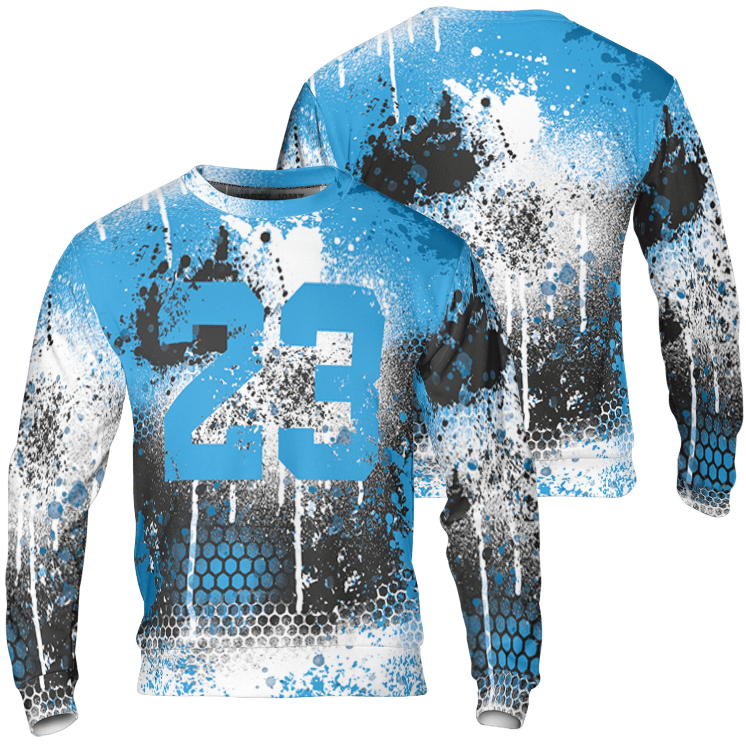 Powder Blue 9s Sweatshirt Match 23 Painted Graffiti 3D All-Over Print - NastyJamz