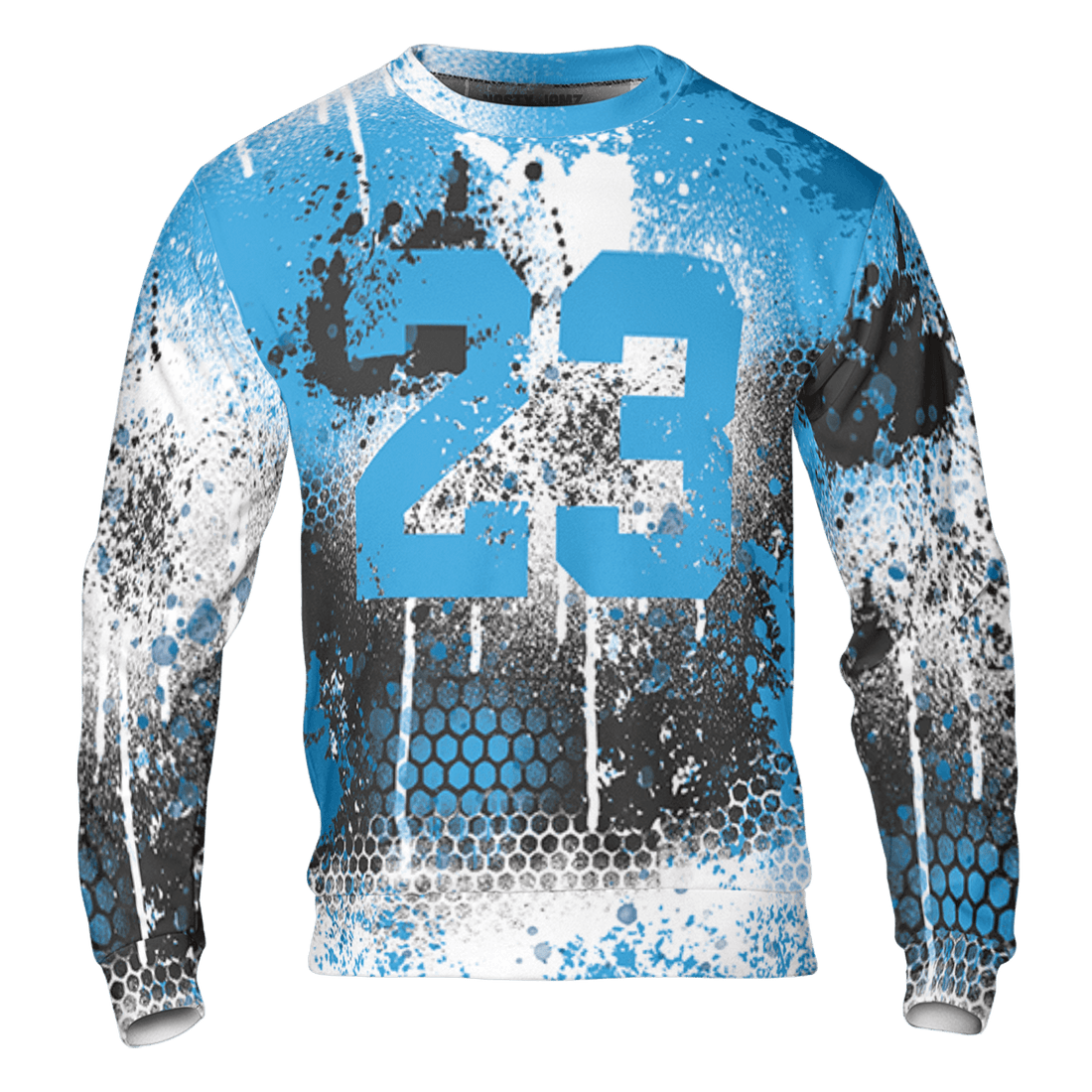 Powder Blue 9s Sweatshirt Match 23 Painted Graffiti 3D All-Over Print - NastyJamz