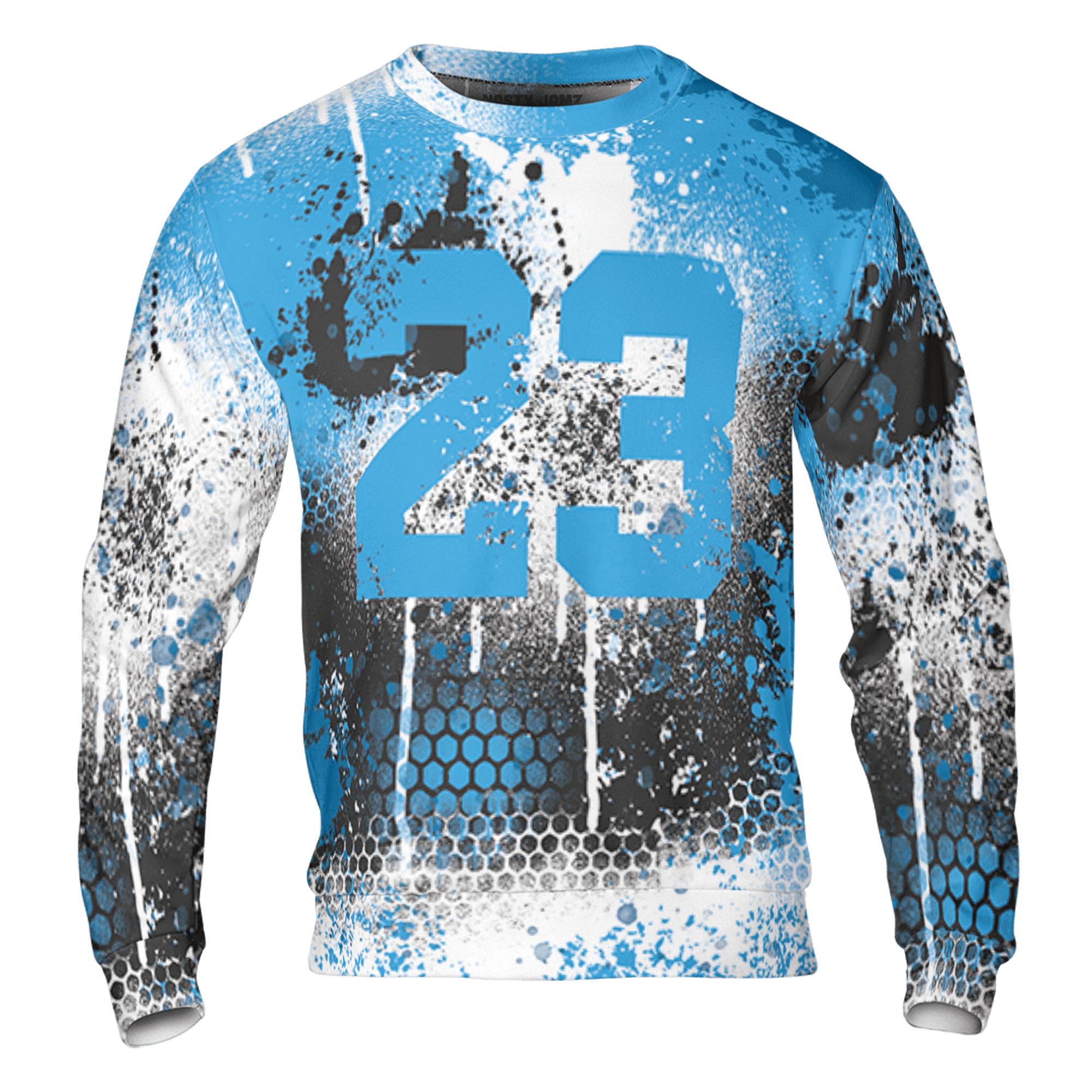 Powder Blue 9s Sweatshirt Match 23 Painted Graffiti 3D All-Over Print - NastyJamz