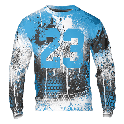 Powder Blue 9s Sweatshirt Match 23 Painted Graffiti 3D All-Over Print - NastyJamz