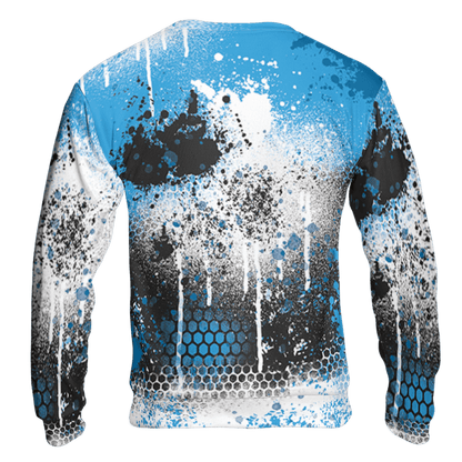 Powder Blue 9s Sweatshirt Match 23 Painted Graffiti 3D All-Over Print - NastyJamz