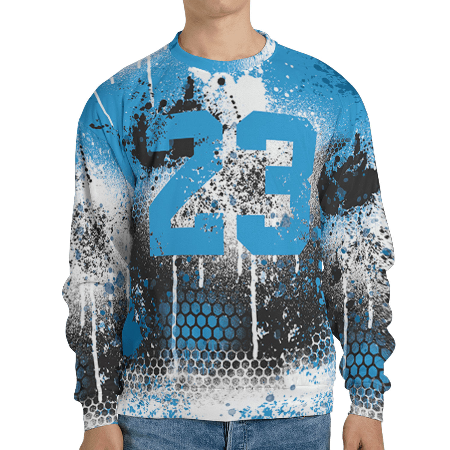 Powder Blue 9s Sweatshirt Match 23 Painted Graffiti 3D All-Over Print - NastyJamz