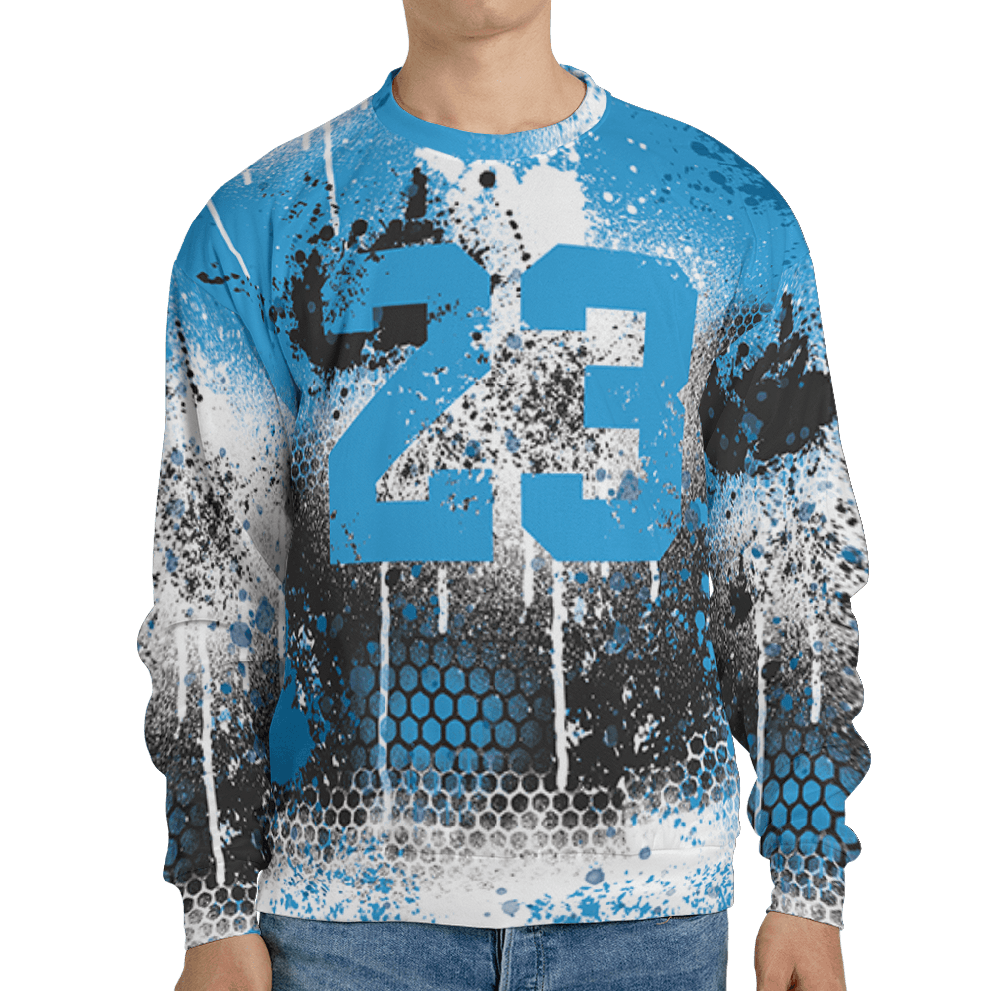 Powder Blue 9s Sweatshirt Match 23 Painted Graffiti 3D All-Over Print - NastyJamz