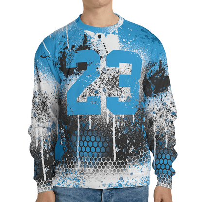 Powder Blue 9s Sweatshirt Match 23 Painted Graffiti 3D All-Over Print - NastyJamz