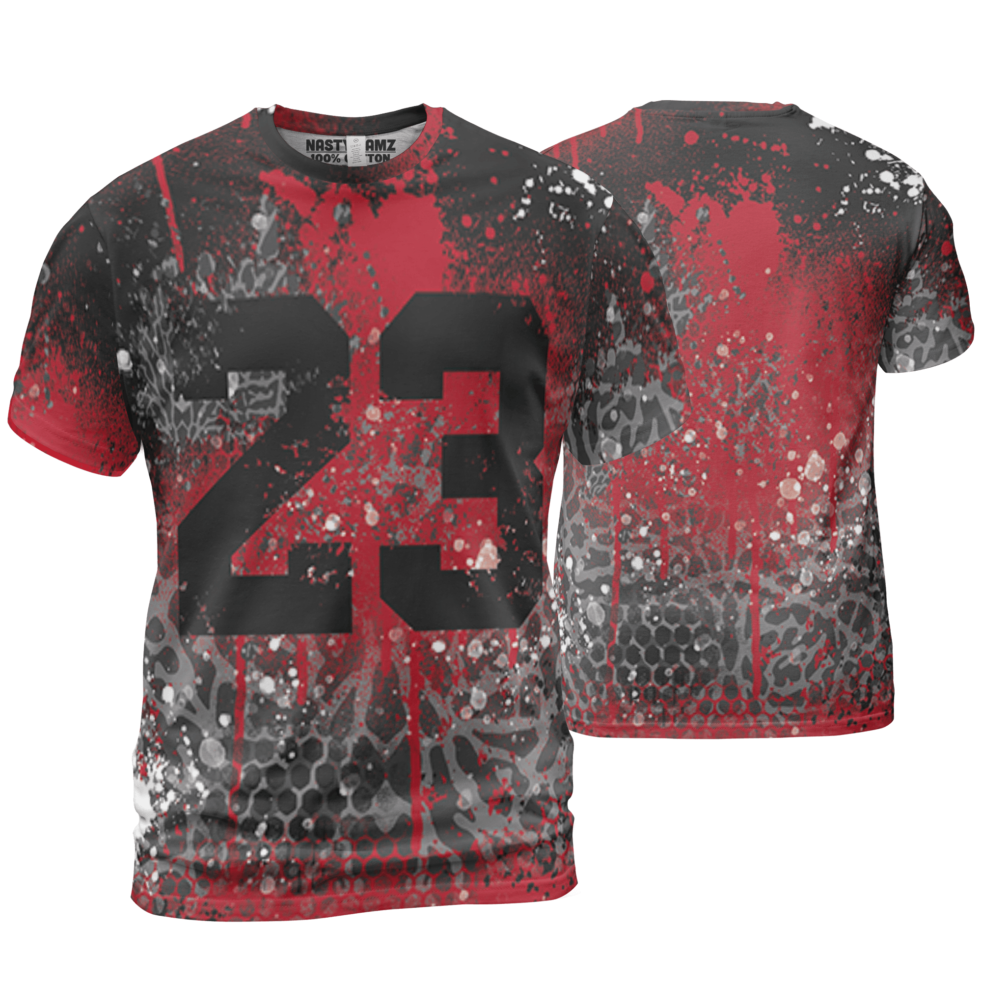 Spizike Low Bred T Shirt Match 23 Painted Graffiti 3D All-Over Print - NastyJamz